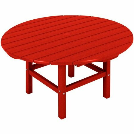 POLYWOOD 38'' Sunset Red Round Conversation Table 633RCT38SR